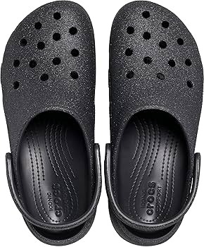 Crocs Women's Classic Platform Glitter Clog, Black, 4